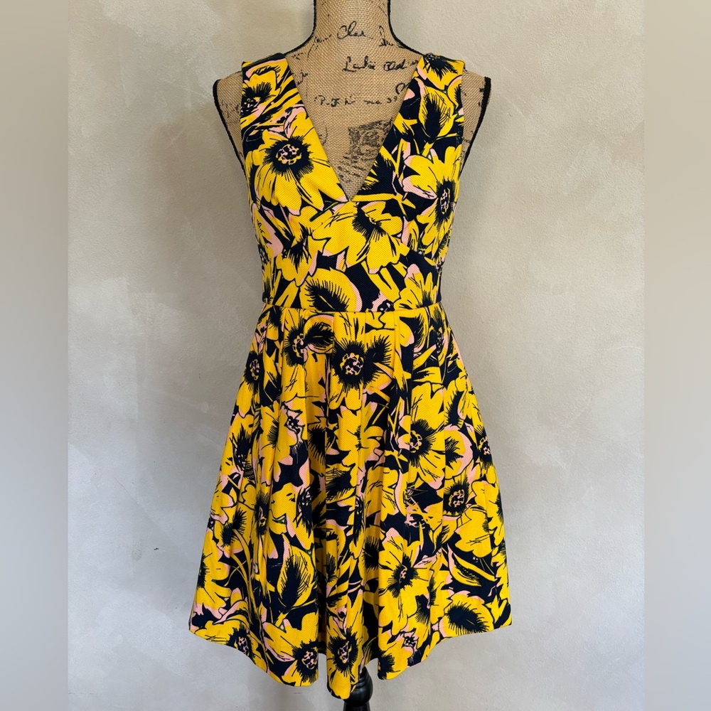 J Crew floral pique sleeveless v neck dress
